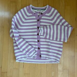 Striped Purple/Pink and White Women's Sweater